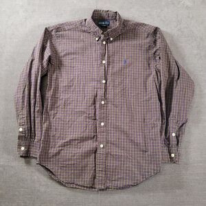 Polo Ralph Lauren Long‎ Sleeve Button Up Shirt Purple Green Checked Large 16/18